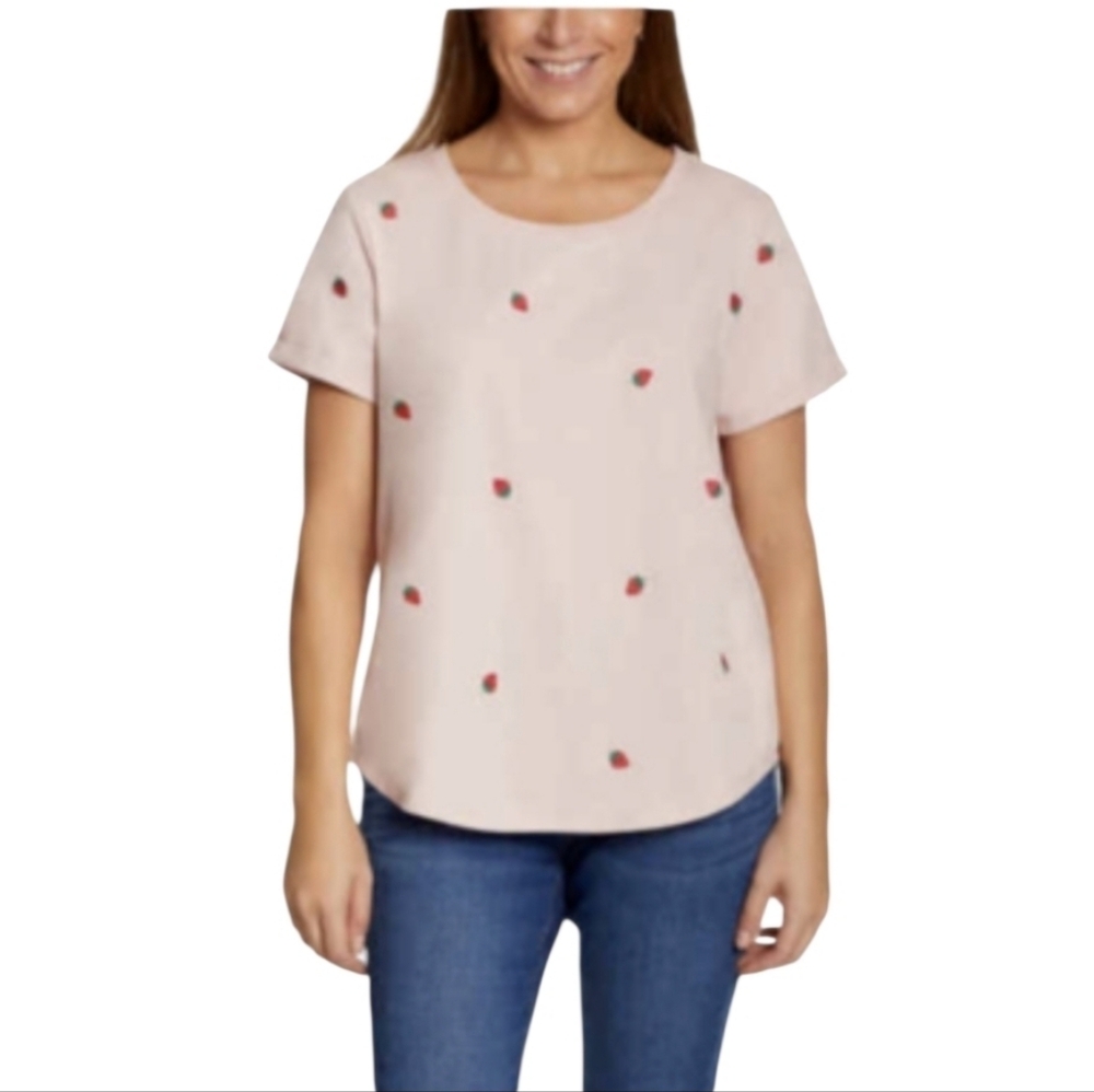 Women's Vintage America Strawberry Embroidered T-shirt Sz Small